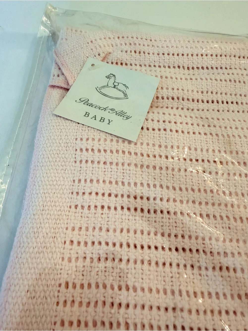 Peacock Alley Baby 100% Egyptian Cotton Baby Pink Knit Blanket 30x40”